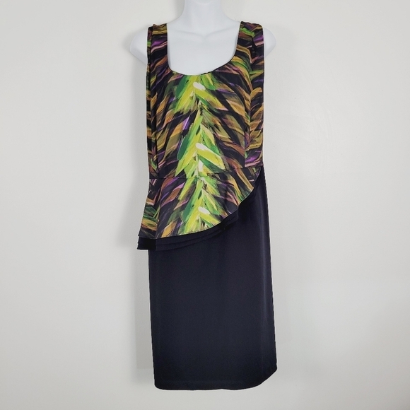 Lane Bryant Abstract Watercolor Print Open‎ Back  Peplum Cocktail Dress Size 26W - Picture 2 of 11